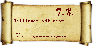 Tillinger Nándor névjegykártya